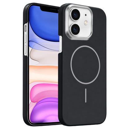 For iPhone 11 Gold Armor PC Thin Circle MagSafe Shockproof Phone Case - Black - EDA009692722I