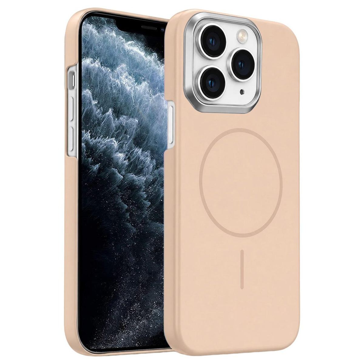 For iPhone 11 Pro Gold Armor PC Thin Circle MagSafe Shockproof Phone Case - Desert Gold - EDA009692723D