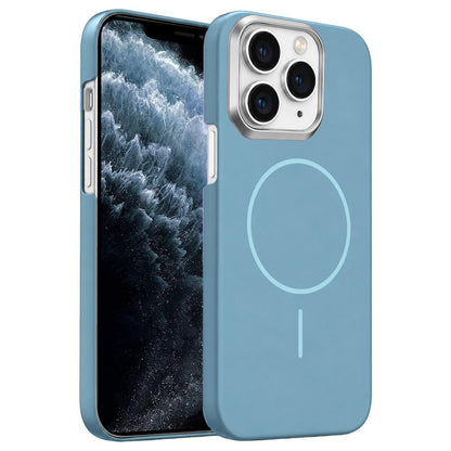 For iPhone 11 Pro Gold Armor PC Thin Circle MagSafe Shockproof Phone Case - Ocean Blue - EDA009692723G