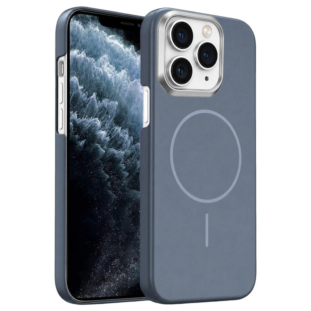 For iPhone 11 Pro Gold Armor PC Thin Circle MagSafe Shockproof Phone Case - Carbon Grey - EDA009692723H