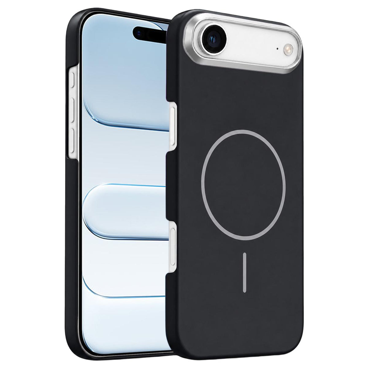 For iPhone Air Gold Armor PC Thin Circle MagSafe Shockproof Phone Case - Black - EDA009692724I