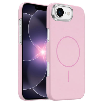 For iPhone 17e /16e Gold Armor PC Thin Circle MagSafe Shockproof Phone Case - Pink - EDA009692725A