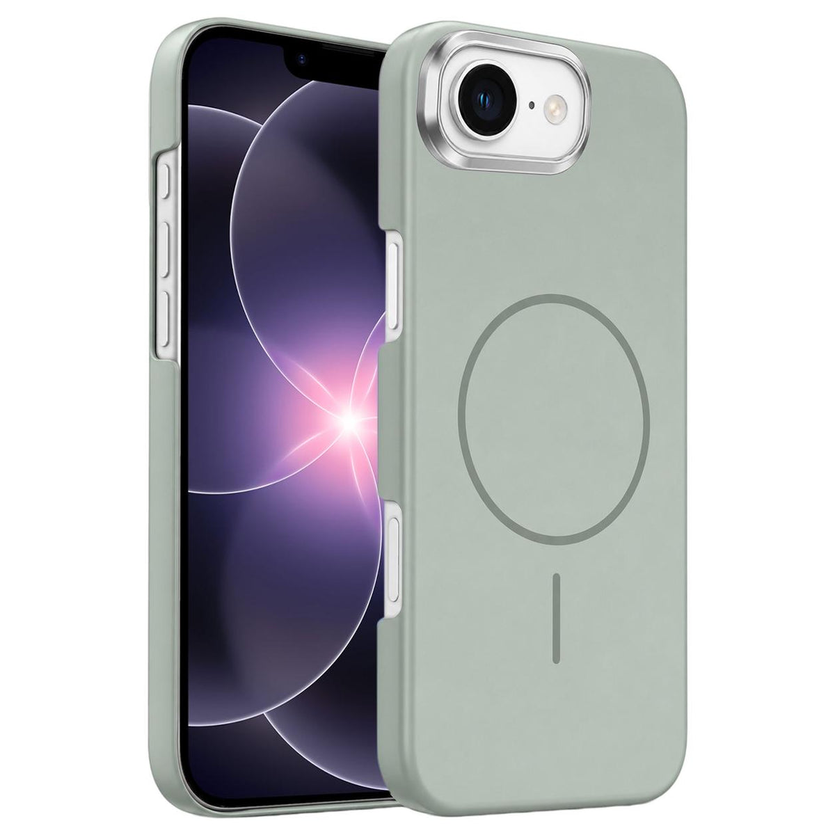 For iPhone 17e /16e Gold Armor PC Thin Circle MagSafe Shockproof Phone Case - Titanium Gray - EDA009692725C
