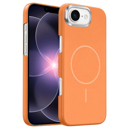 For iPhone 17e /16e Gold Armor PC Thin Circle MagSafe Shockproof Phone Case - Orange - EDA009692725E