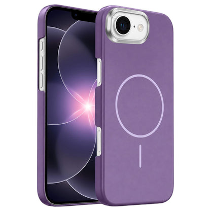 For iPhone 17e /16e Gold Armor PC Thin Circle MagSafe Shockproof Phone Case - Purple - EDA009692725F
