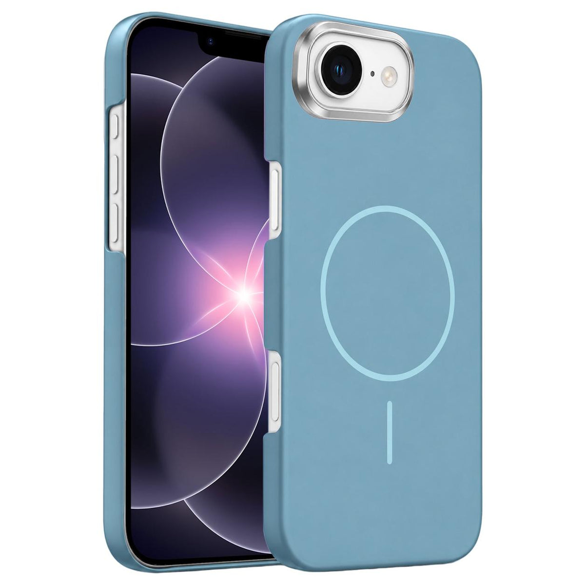 For iPhone 17e /16e Gold Armor PC Thin Circle MagSafe Shockproof Phone Case - Ocean Blue - EDA009692725G
