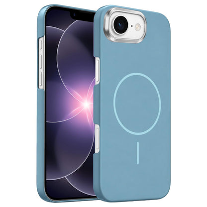 For iPhone 17e /16e Gold Armor PC Thin Circle MagSafe Shockproof Phone Case - Ocean Blue - EDA009692725G