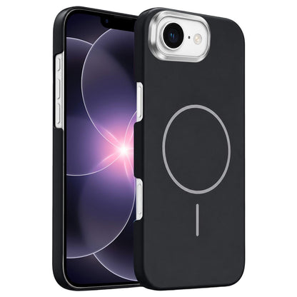 For iPhone 17e /16e Gold Armor PC Thin Circle MagSafe Shockproof Phone Case - Black - EDA009692725I