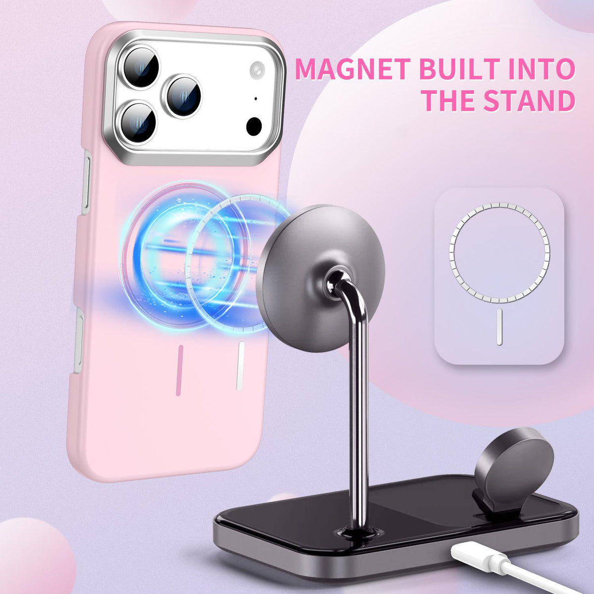 For iPhone Air Gold Armor PC Thin Circle MagSafe Shockproof Phone Case - Pink - EDA009692724A