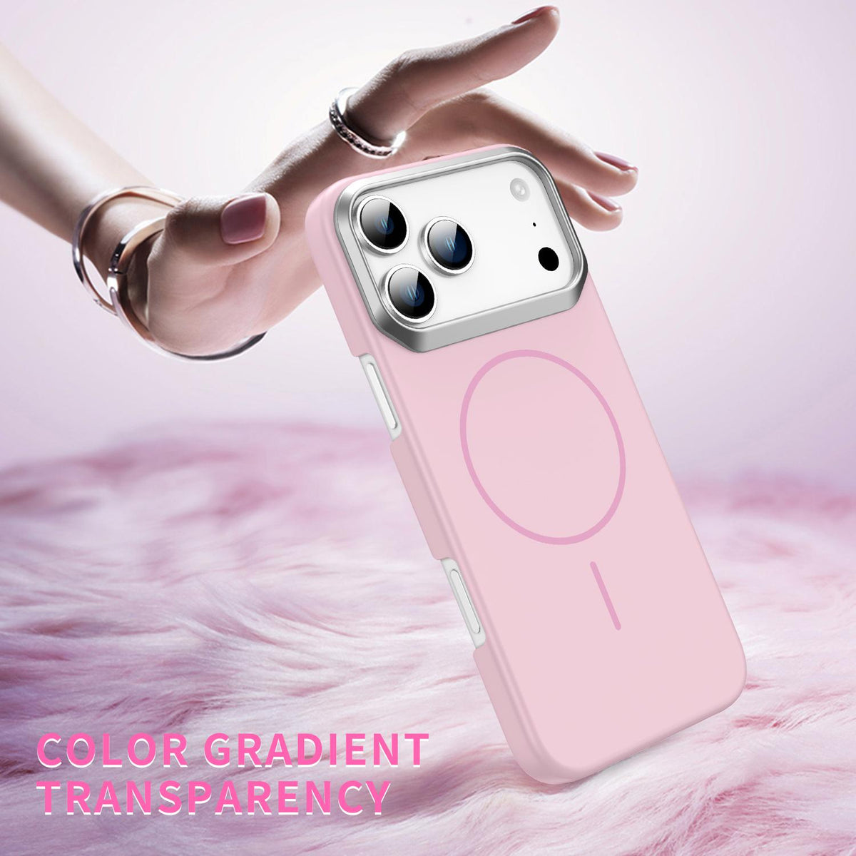 For iPhone 16 Pro Gold Armor PC Thin Circle MagSafe Shockproof Phone Case - Orange - EDA009692704E