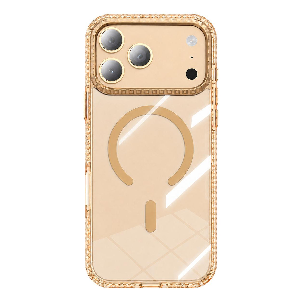 For iPhone 18 Pro / 17 Pro Kylin Pattern Transparent Magnetic Phone Case - Transparent Gold - EDA009693102B