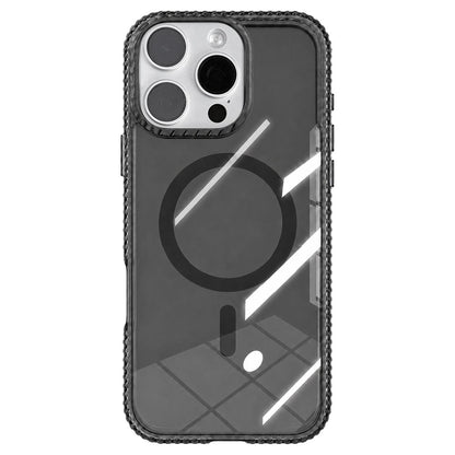 For iPhone 16 Pro Max Kylin Pattern Transparent Magnetic Phone Case - Transparent Black - EDA009693105A
