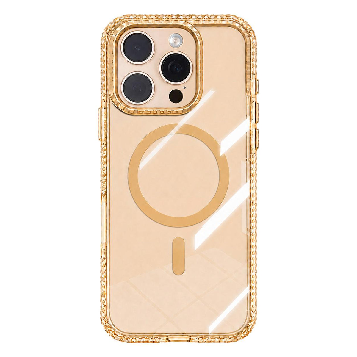For iPhone 16 Pro Max Kylin Pattern Transparent Magnetic Phone Case - Transparent Gold - EDA009693105B