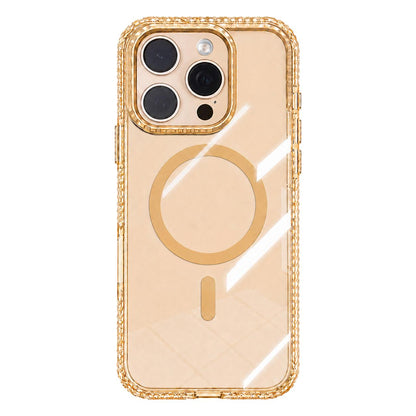 For iPhone 16 Pro Kylin Pattern Transparent Magnetic Phone Case - Transparent Gold - EDA009693106B