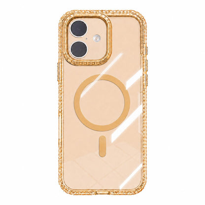 For iPhone 16 Kylin Pattern Transparent Magnetic Phone Case - Transparent Gold - EDA009693107B