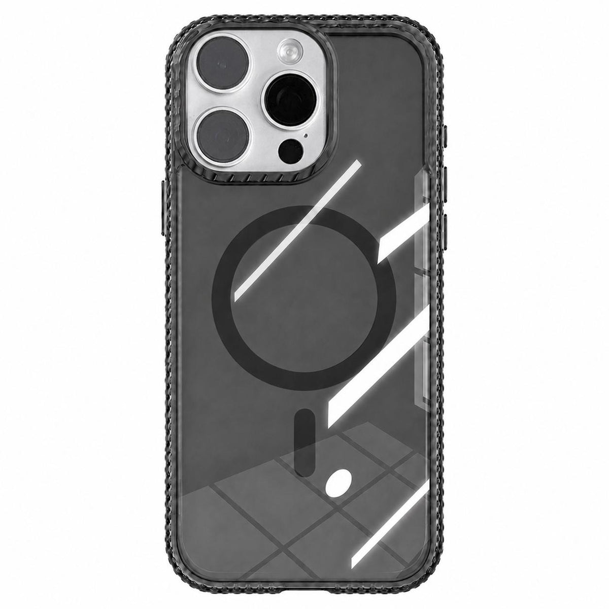 For iPhone 15 Pro Max Kylin Pattern Transparent Magnetic Phone Case - Transparent Black - EDA009693108A