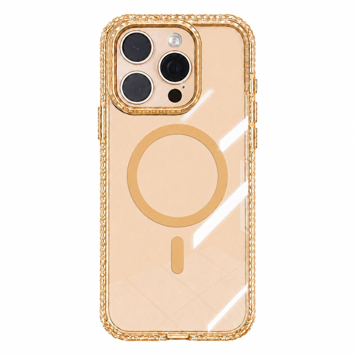 For iPhone 15 Pro Max Kylin Pattern Transparent Magnetic Phone Case - Transparent Gold - EDA009693108B