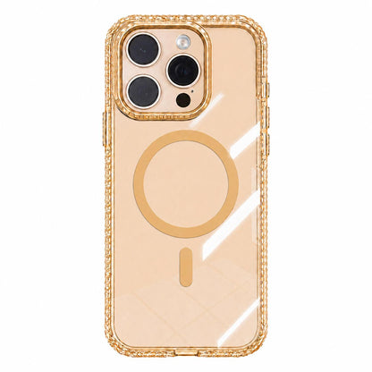 For iPhone 15 Pro Max Kylin Pattern Transparent Magnetic Phone Case - Transparent Gold - EDA009693108B
