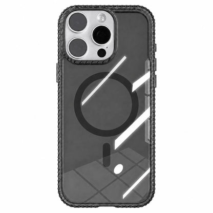 For iPhone 15 Pro Kylin Pattern Transparent Magnetic Phone Case - Transparent Black - EDA009693109A