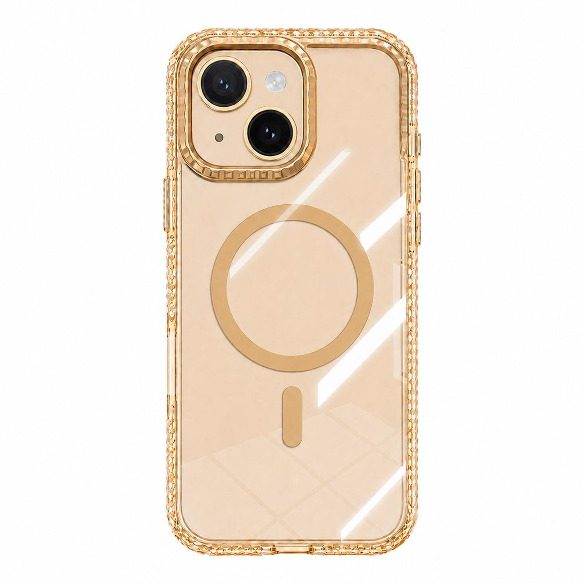 For iPhone 15 Kylin Pattern Transparent Magnetic Phone Case - Transparent Gold - EDA009693110B
