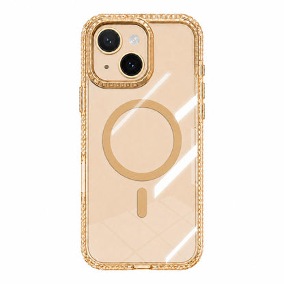 For iPhone 15 Kylin Pattern Transparent Magnetic Phone Case - Transparent Gold - EDA009693110B