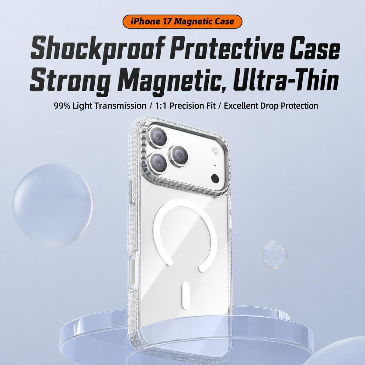 For iPhone Air Kylin Pattern Transparent Magnetic Phone Case - Transparent Black - EDA009693104A