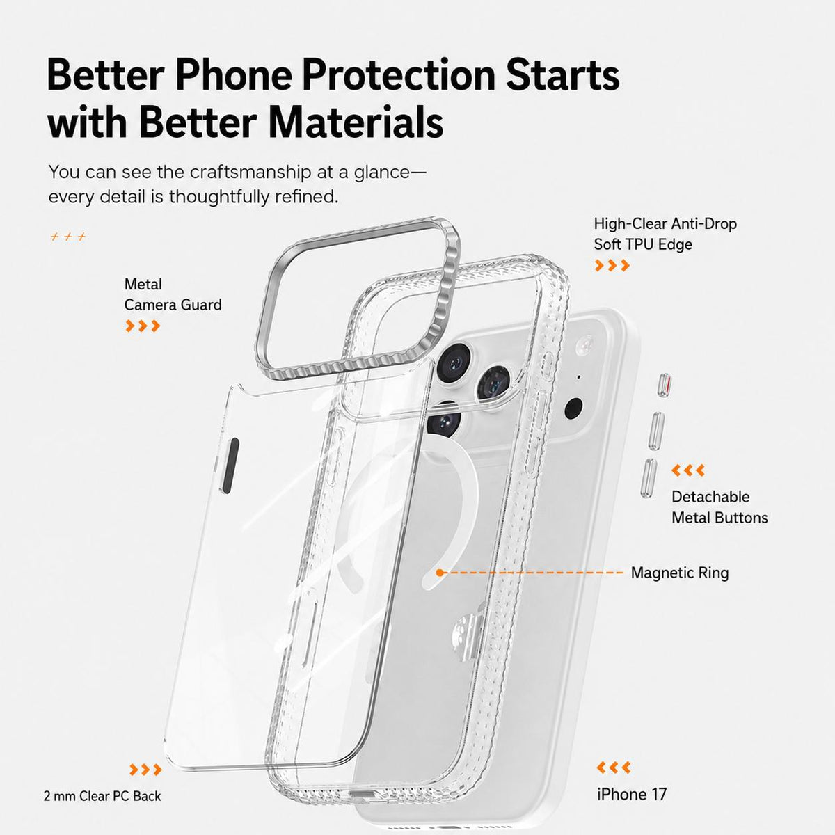 For iPhone 15 Pro Max Kylin Pattern Transparent Magnetic Phone Case - Transparent Black - EDA009693108A