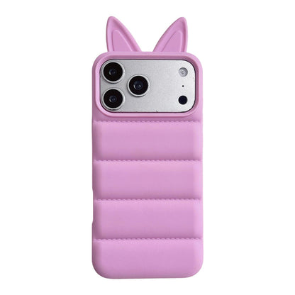 For iPhone 18 Pro Max / 17 Pro Max Foxs Ears Eiderdown TPU Phone Case - Rose Red - EDA009693701B