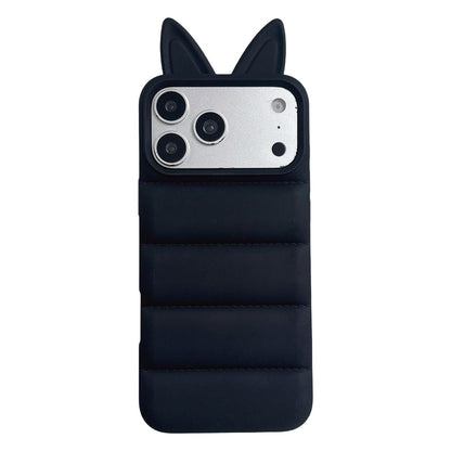 For iPhone 18 Pro Max / 17 Pro Max Foxs Ears Eiderdown TPU Phone Case - Black - EDA009693701C