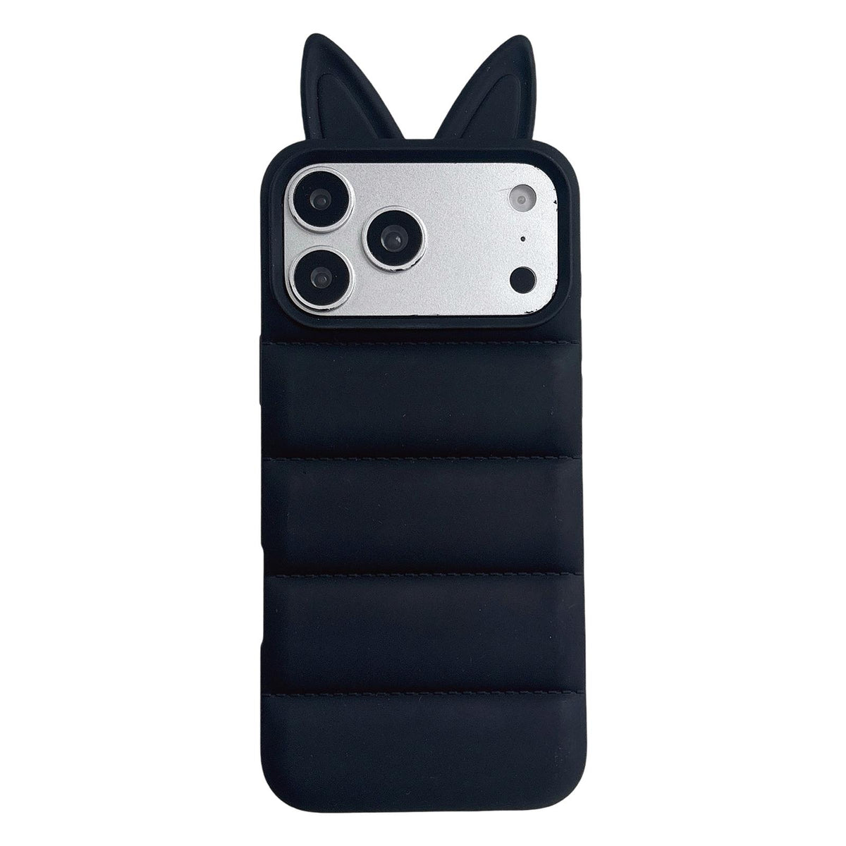 For iPhone 18 Pro / 17 Pro Foxs Ears Eiderdown TPU Phone Case - Black - EDA009693702C