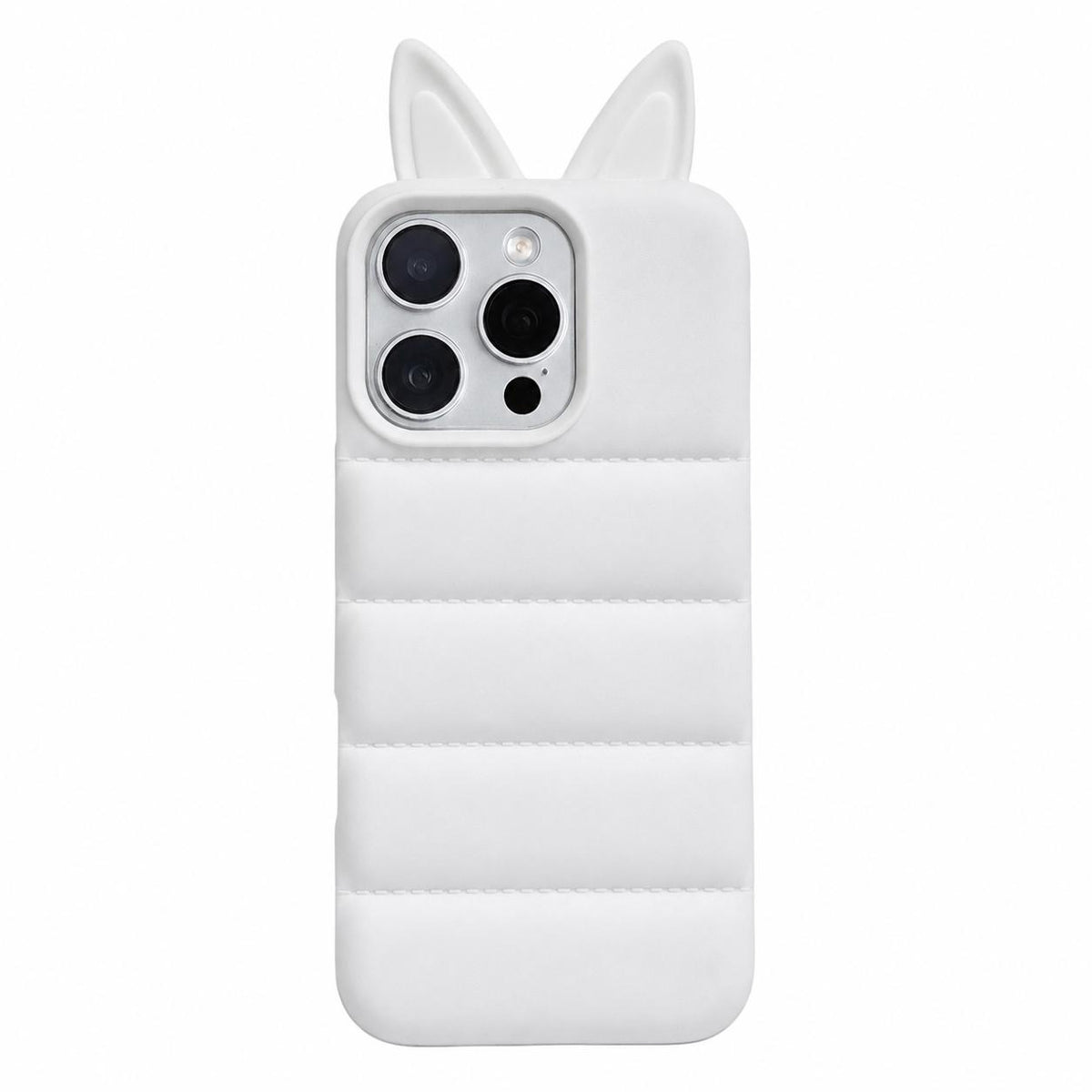 For iPhone 16 Pro Max Foxs Ears Eiderdown TPU Phone Case - Transparent - EDA009693704E