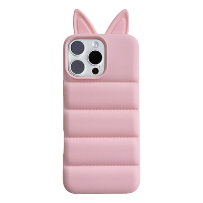 For iPhone 15 Pro Max Foxs Ears Eiderdown TPU Phone Case - Pink - EDA009693707D