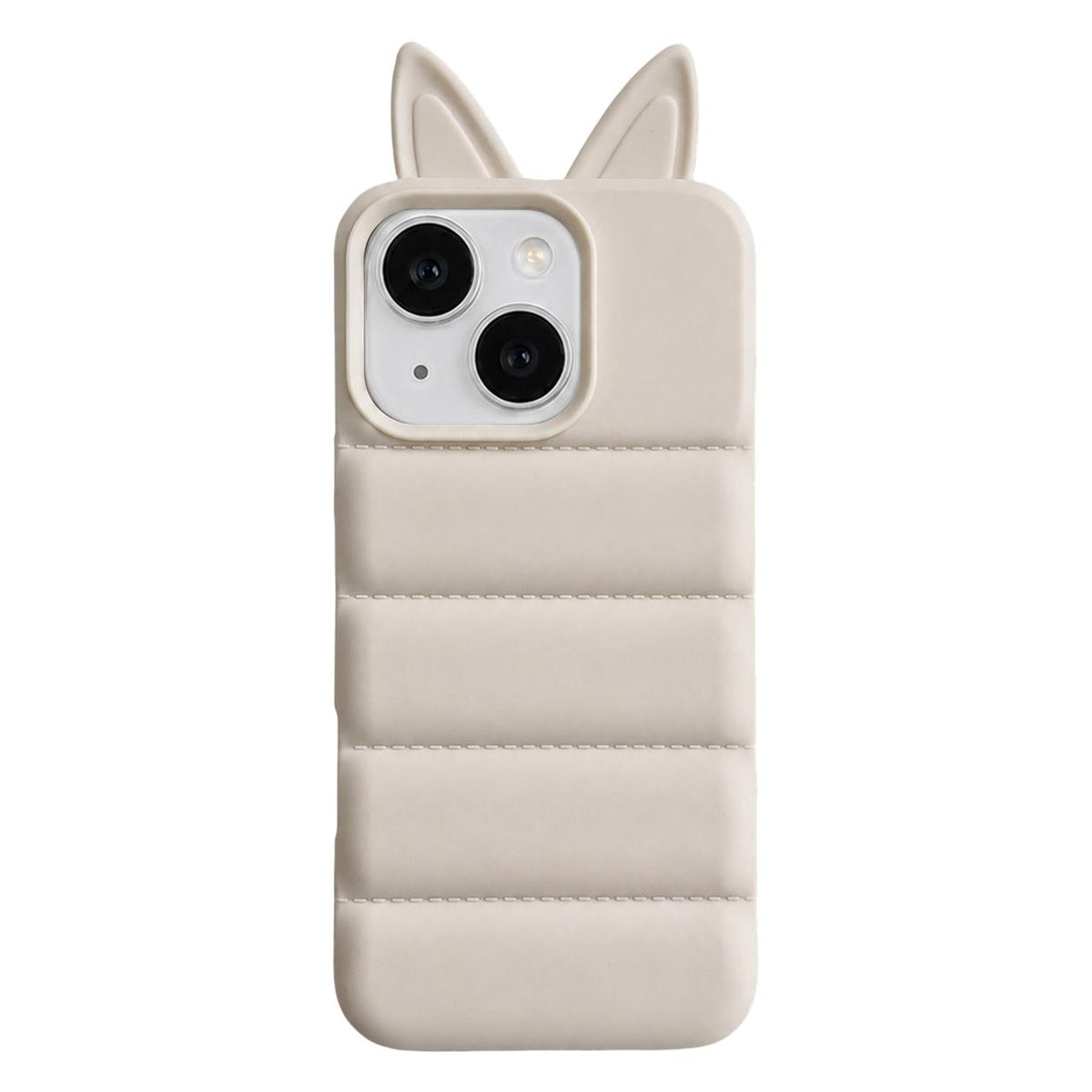 For iPhone 14 Foxs Ears Eiderdown TPU Phone Case - White - EDA009693710A