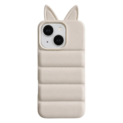 For iPhone 14 Foxs Ears Eiderdown TPU Phone Case - White - EDA009693710A
