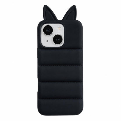 For iPhone 14 Foxs Ears Eiderdown TPU Phone Case - Black - EDA009693710C