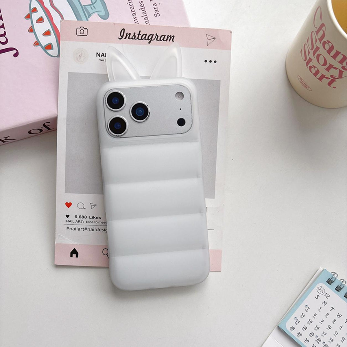 For iPhone 14 Foxs Ears Eiderdown TPU Phone Case - Transparent - EDA009693710E