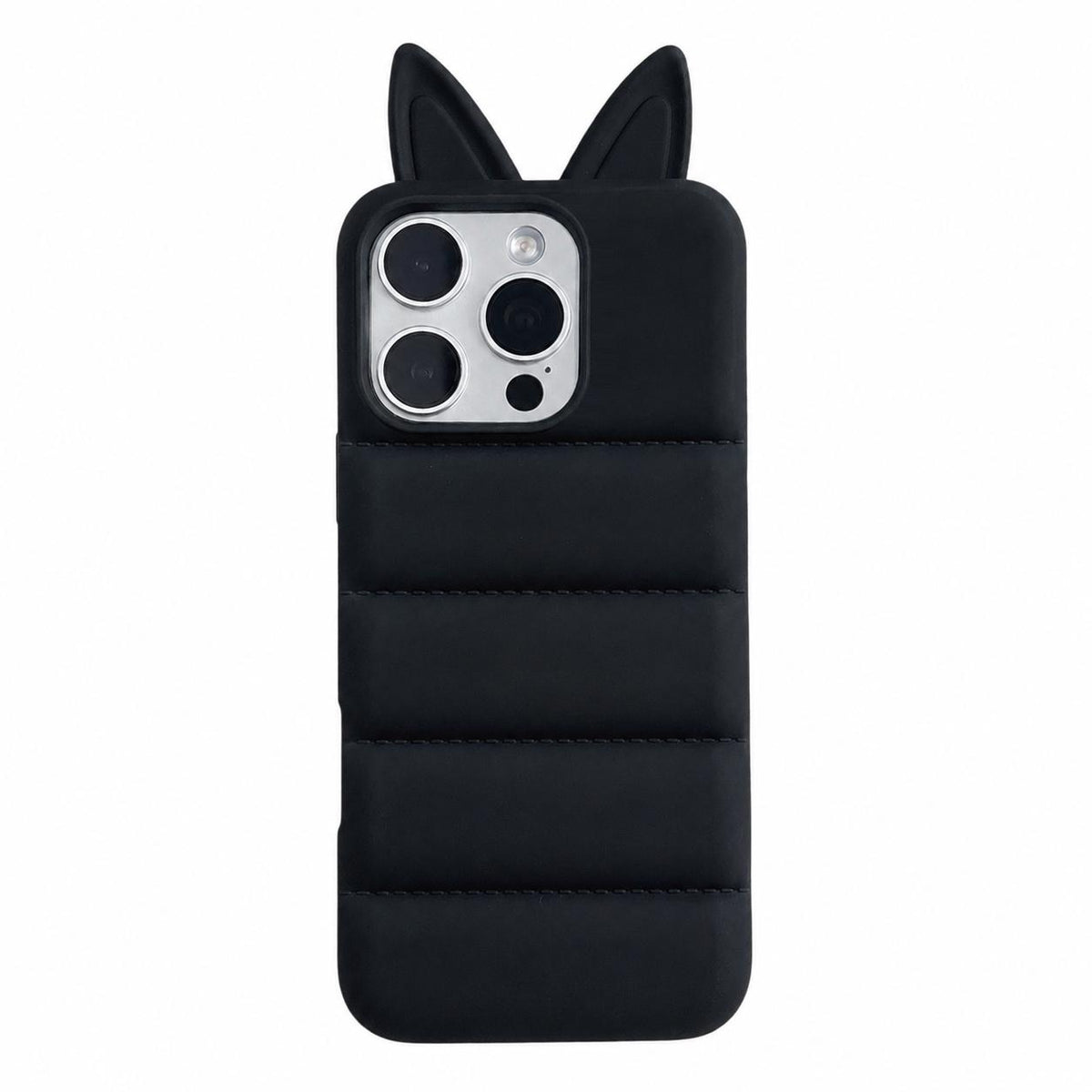 For iPhone 14 Pro Max Foxs Ears Eiderdown TPU Phone Case - Black - EDA009693712C