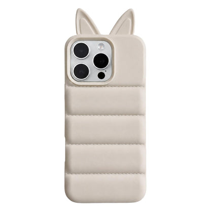 For iPhone 13 Pro Max Foxs Ears Eiderdown TPU Phone Case - White - EDA009693713A