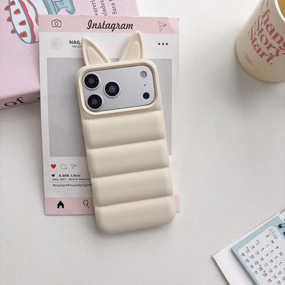 For iPhone 13 Pro Max Foxs Ears Eiderdown TPU Phone Case - White - EDA009693713A
