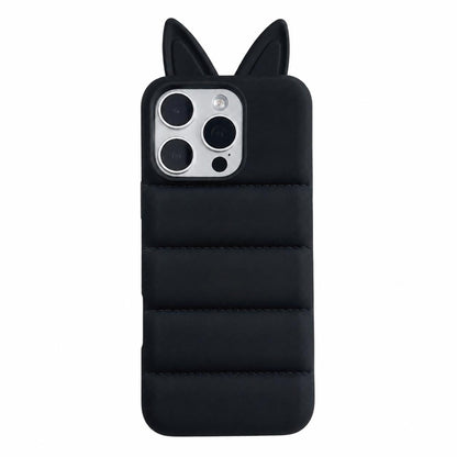 For iPhone 12 Pro Max Foxs Ears Eiderdown TPU Phone Case - Black - EDA009693714C