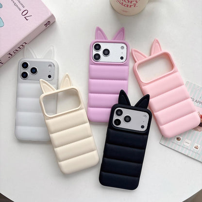 For iPhone 14 Pro Foxs Ears Eiderdown TPU Phone Case - Transparent - EDA009693711E
