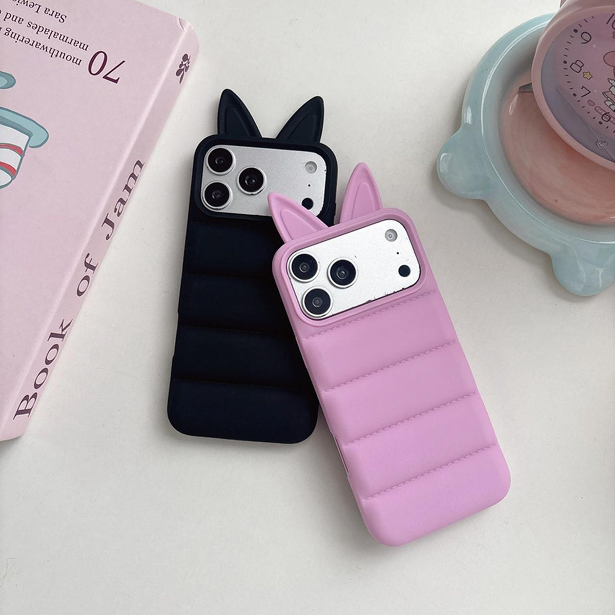 For iPhone 14 Foxs Ears Eiderdown TPU Phone Case - Transparent - EDA009693710E