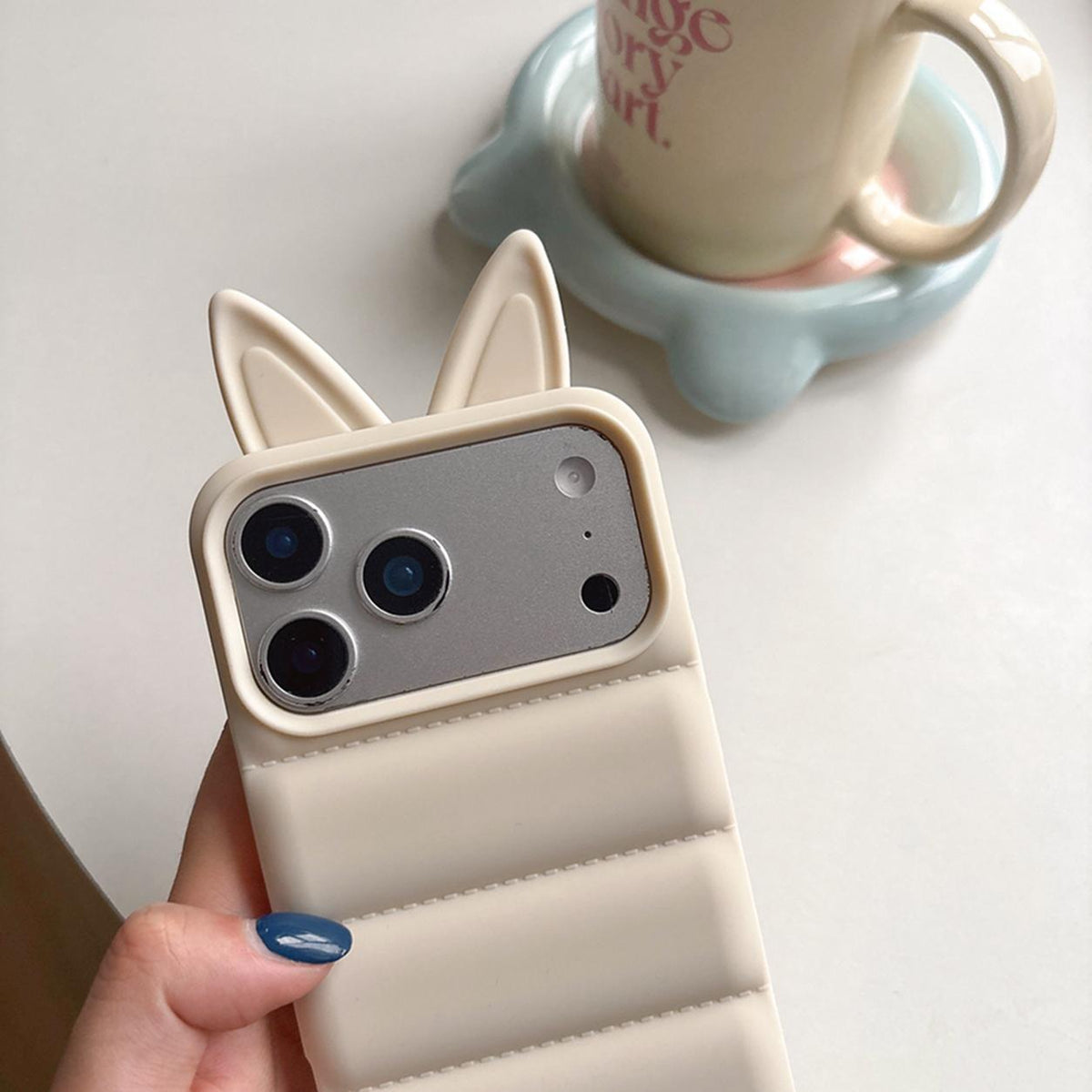 For iPhone 14 Pro Foxs Ears Eiderdown TPU Phone Case - Transparent - EDA009693711E