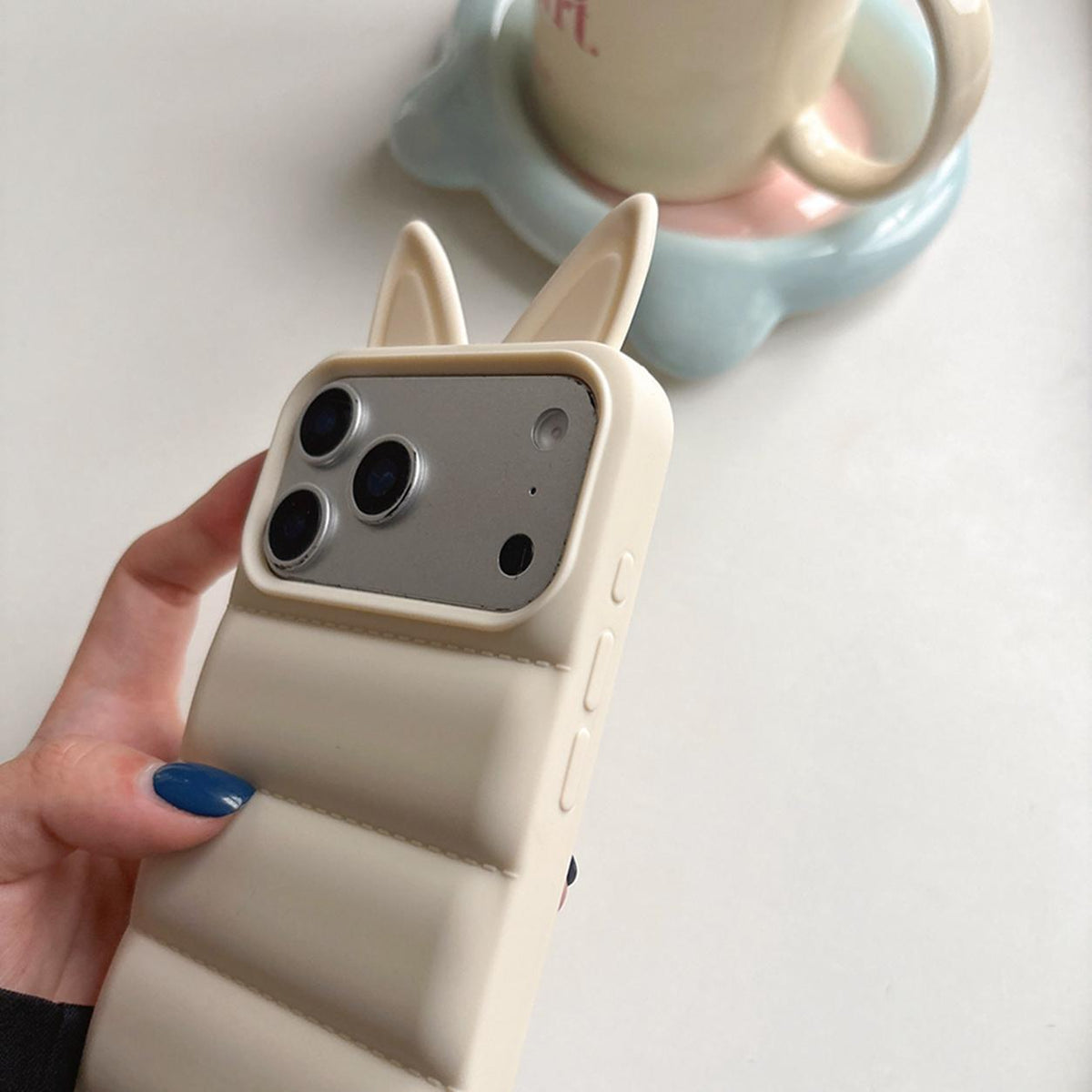 For iPhone 14 Pro Foxs Ears Eiderdown TPU Phone Case - Transparent - EDA009693711E
