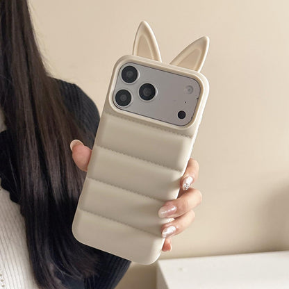 For iPhone 14 Pro Max Foxs Ears Eiderdown TPU Phone Case - Transparent - EDA009693712E