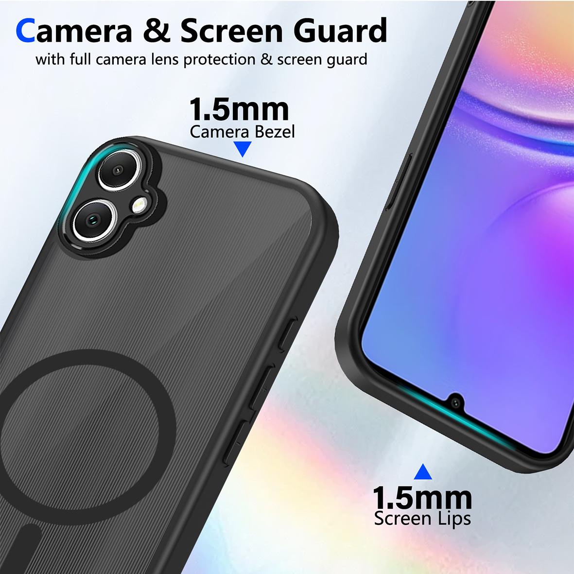 For Galaxy A05 / M05 / F05 4G Skin Feel Frosted PC+TPU Magnetic Phone Case - Transparent Black - EDA009695001A