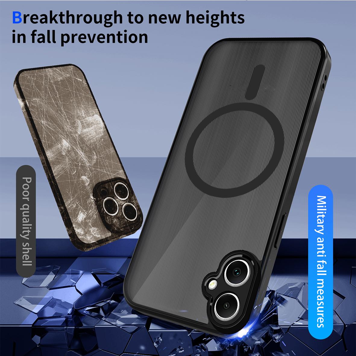 For Galaxy A05 / M05 / F05 4G Skin Feel Frosted PC+TPU Magnetic Phone Case - Transparent Black - EDA009695001A