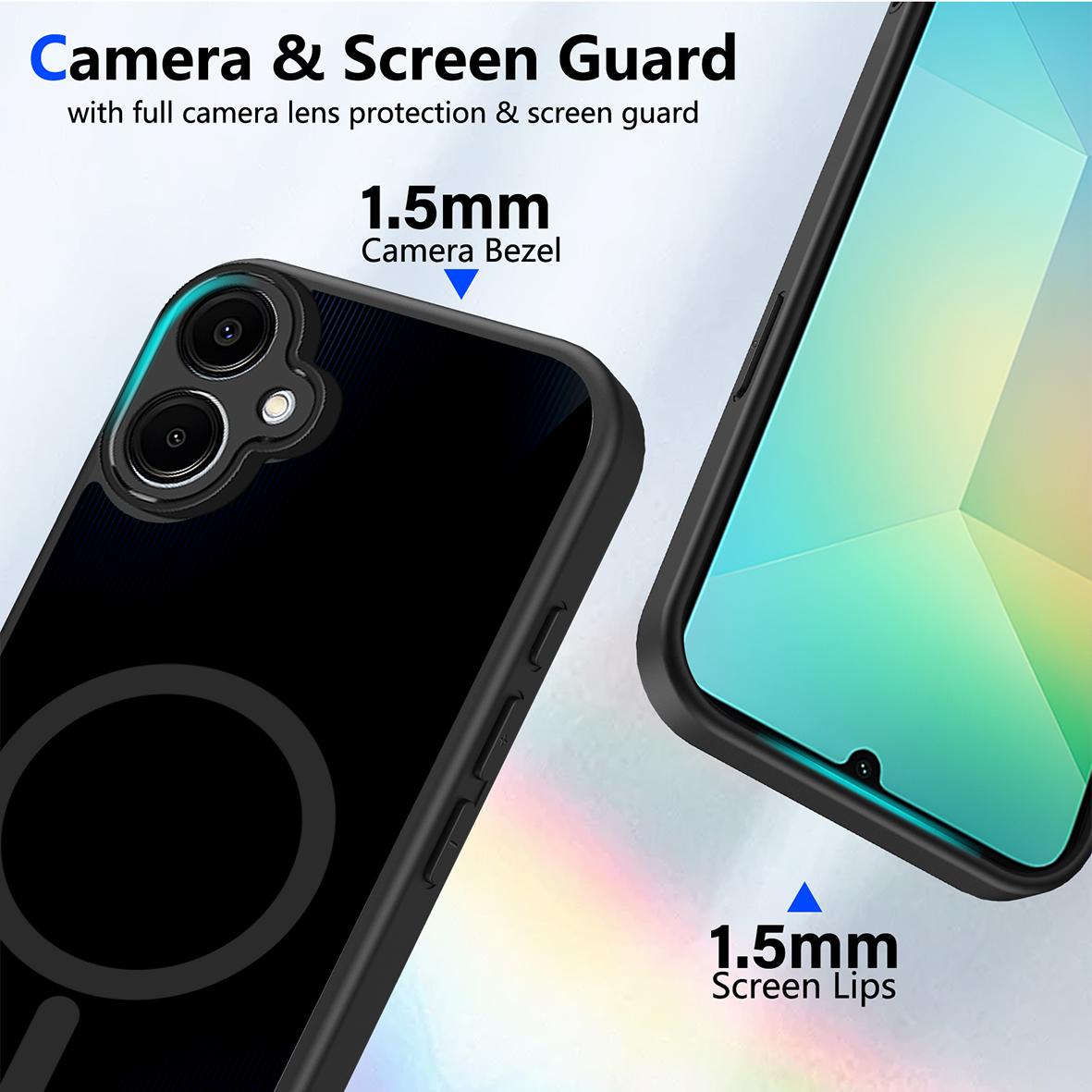 For Galaxy A07 / M07 / F07 4G Skin Feel Frosted PC+TPU Magnetic Phone Case - Transparent Black - EDA009695003A