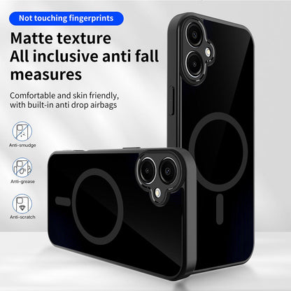 For Galaxy A07 / M07 / F07 4G Skin Feel Frosted PC+TPU Magnetic Phone Case - Transparent Black - EDA009695003A