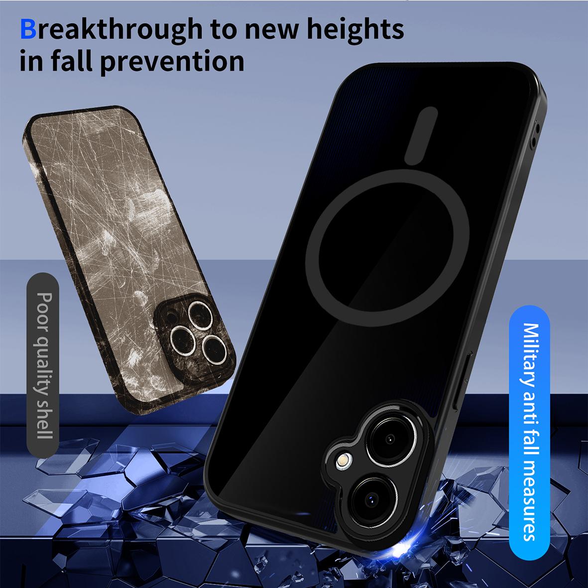 For Galaxy A07 / M07 / F07 4G Skin Feel Frosted PC+TPU Magnetic Phone Case - Transparent Black - EDA009695003A
